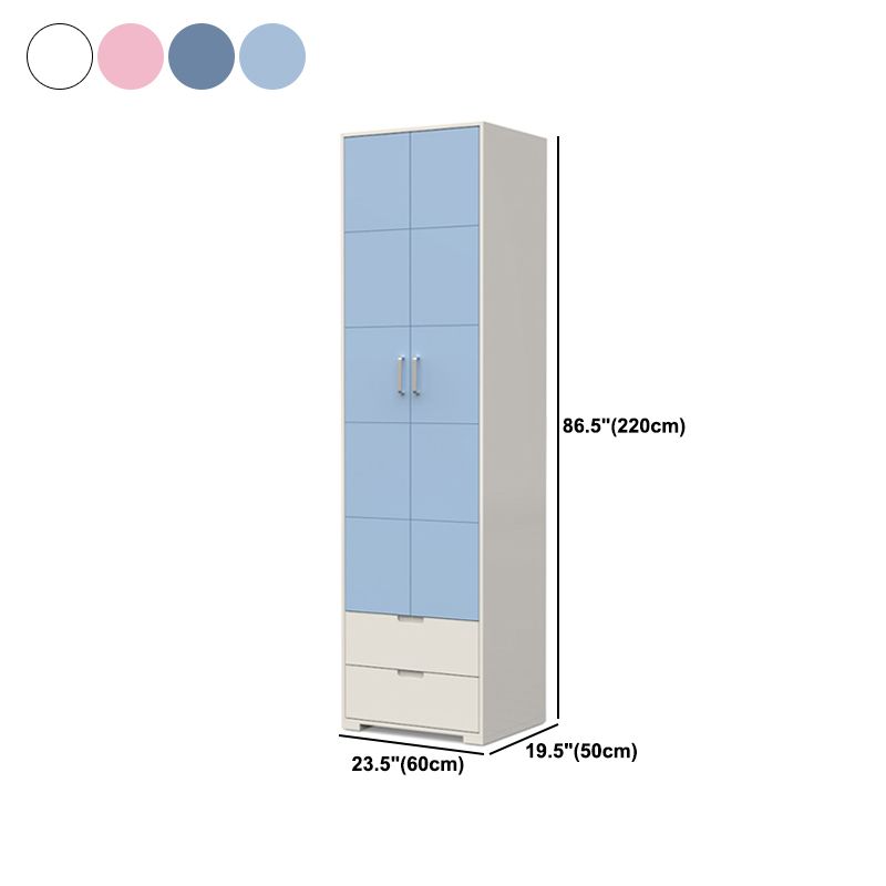 Contemporary Wardrobe Wood Bedroom Wardrobe Closet with 2 Drawers