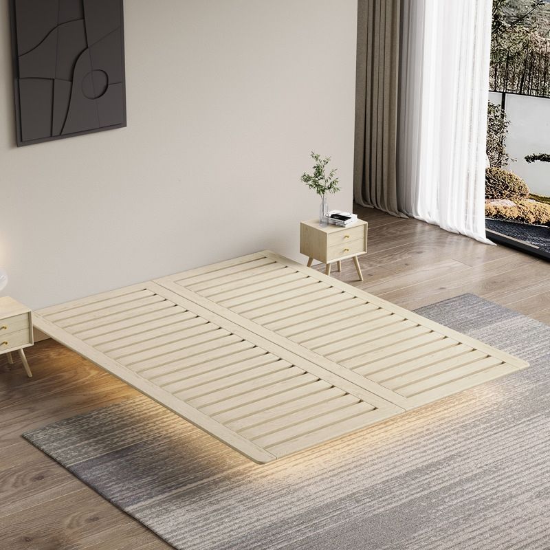 85.43 inch Wide Mid-Century Modern Platform Bed Frame Solid Wood Bed