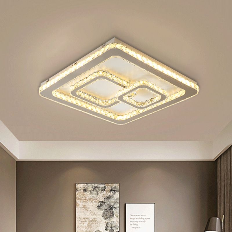 Minimal quadrato soffitto montato lampada Crystal Block LED Camera da letto Flushmount Light in nichel