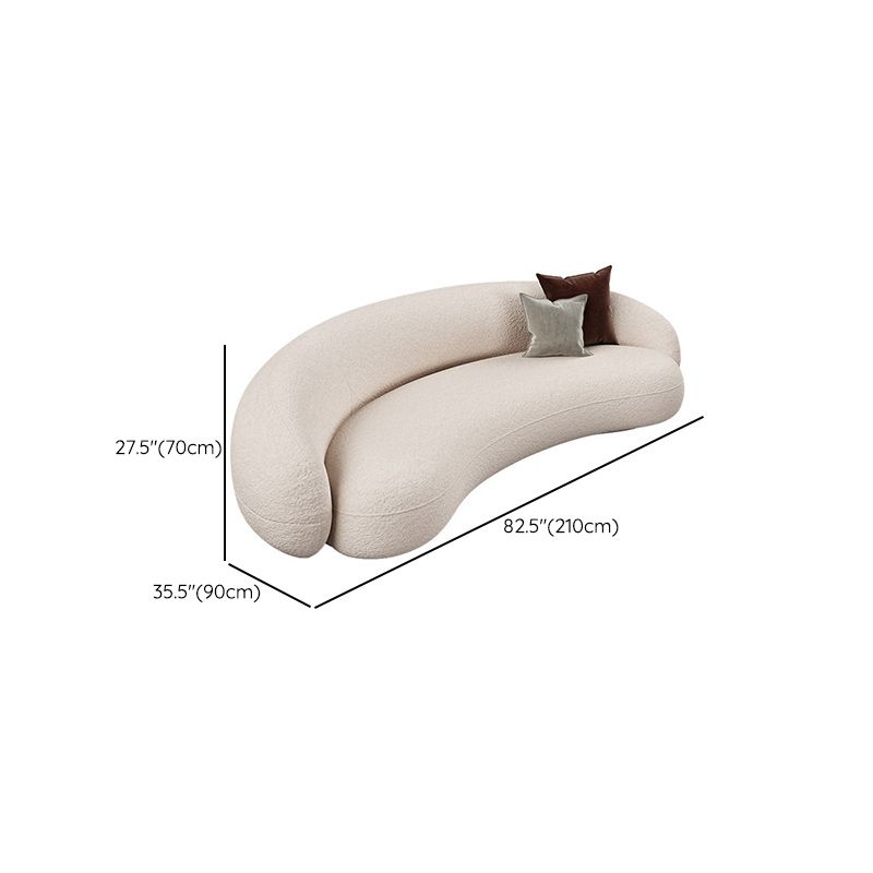 Contemporary White Wool Slope Arm Curved Sofa for Living Room