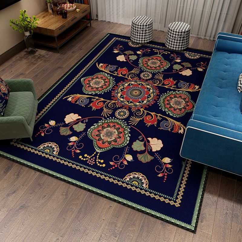 Orange Bohemian Rug Polyester Graphic Rug Non-Slip Backing Rug for Home Decor