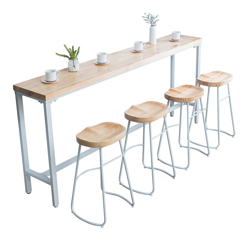 Glam Style Rectangle Bar Table Solid Wood Fixed Bar Dining Table for Indoor