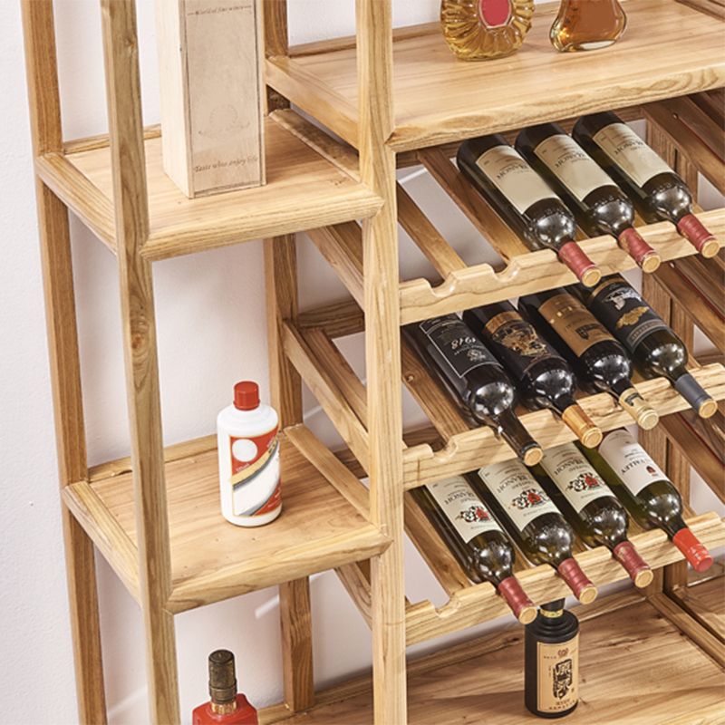 Mid-Century Modern Elm Wine Rack Solid Wood Wine Rack with Shelf