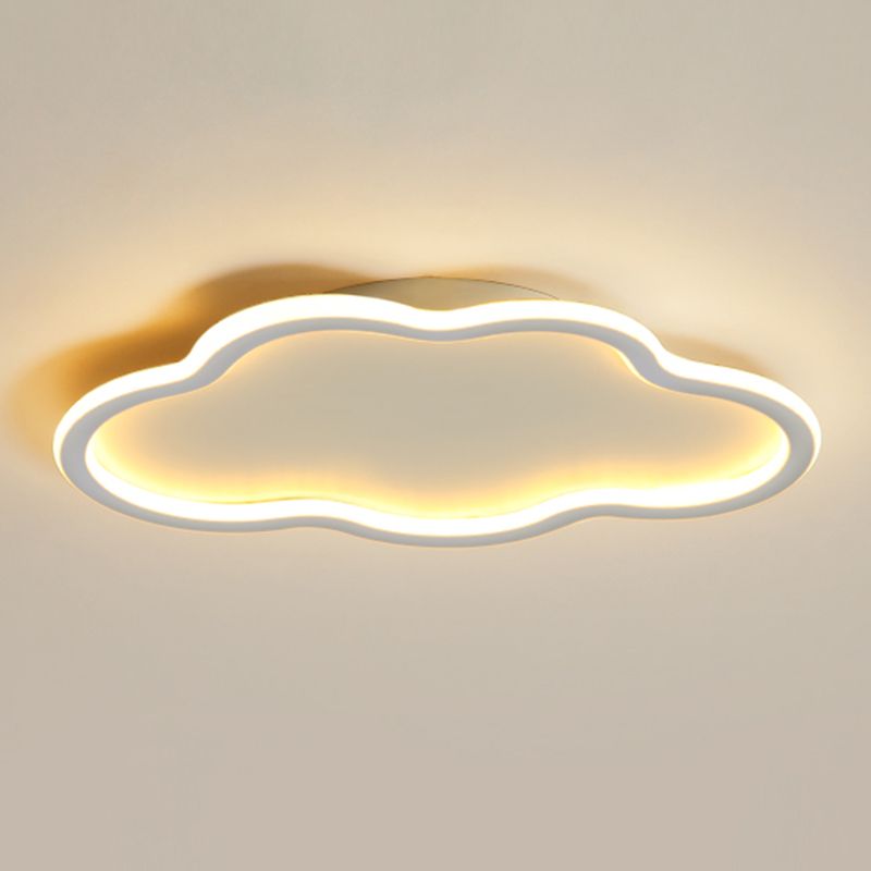 Cloud Shape Flush Mount Fixture Simplicity Flush Ceiling Light Fixture in White for Living Room