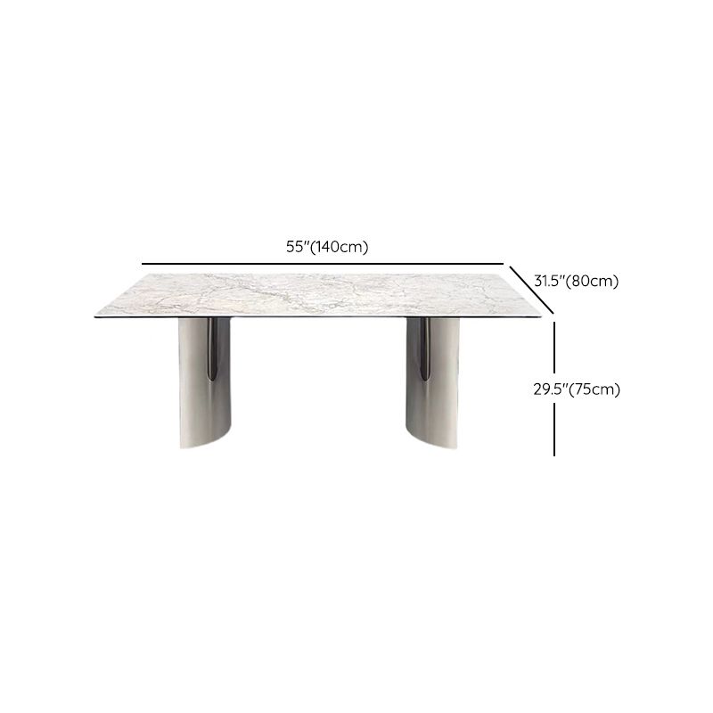 Industrial Rectangle Dining Table Sintered Stone Table with Metal Legs for Home