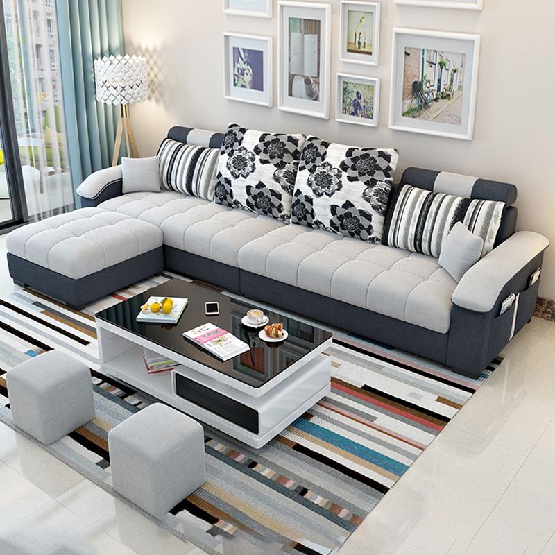Modern Square Arm Sectionals 31.5"H High Back Sofa with Storage