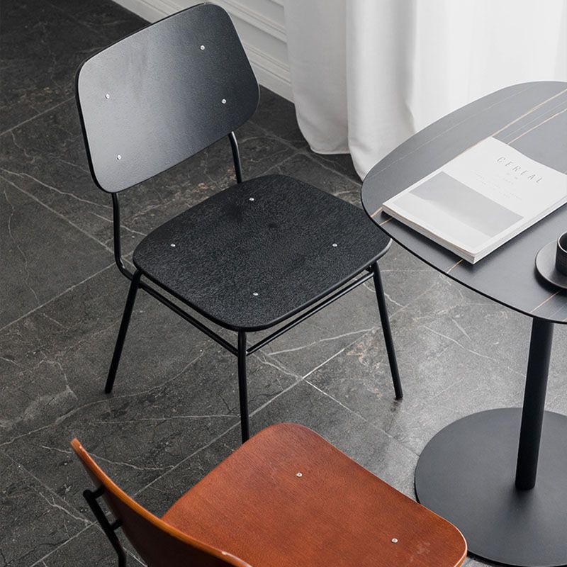 Sillas de comedor sin brazos con respaldo abierto de estilo industrial, sillas de comedor de madera para el hogar