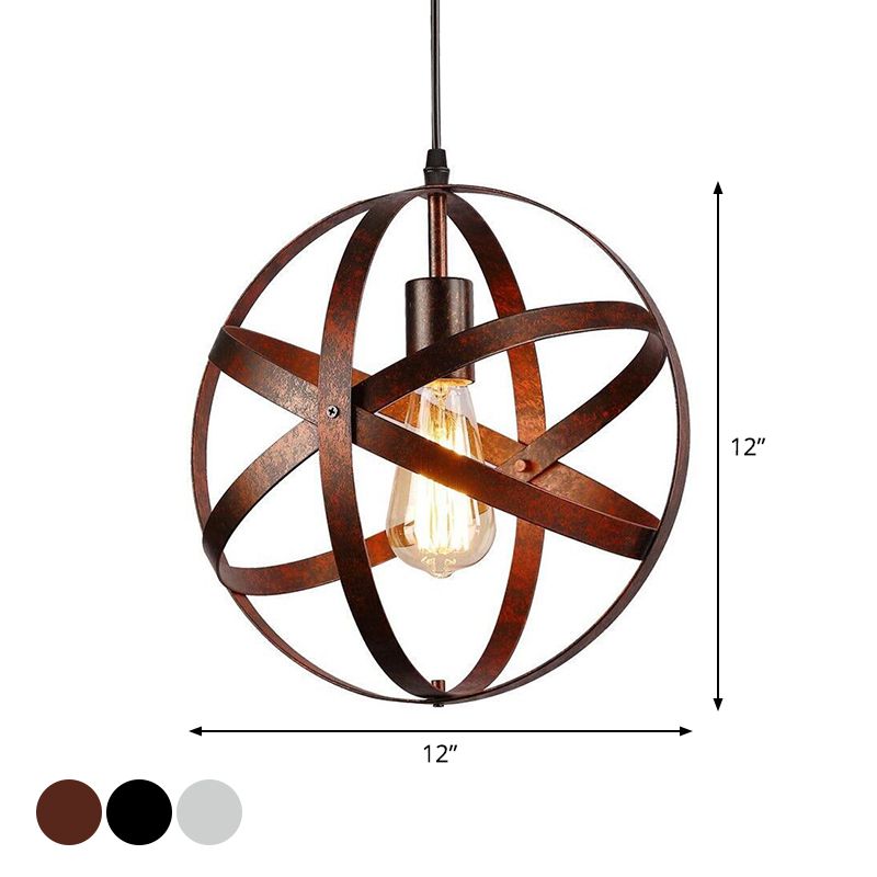 Lampada a sospensione ad anello ad incastro metallico industriale 1 sala da pranzo in testa in nero/ruggine/argento