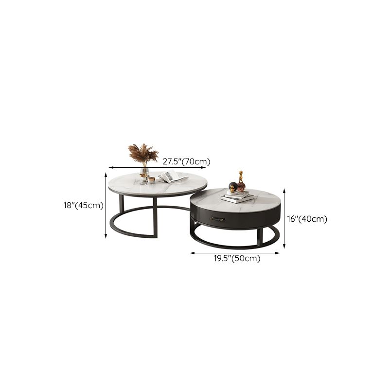 Slate Coffee Table Set Frame Cocktail Table with Storage Drawers