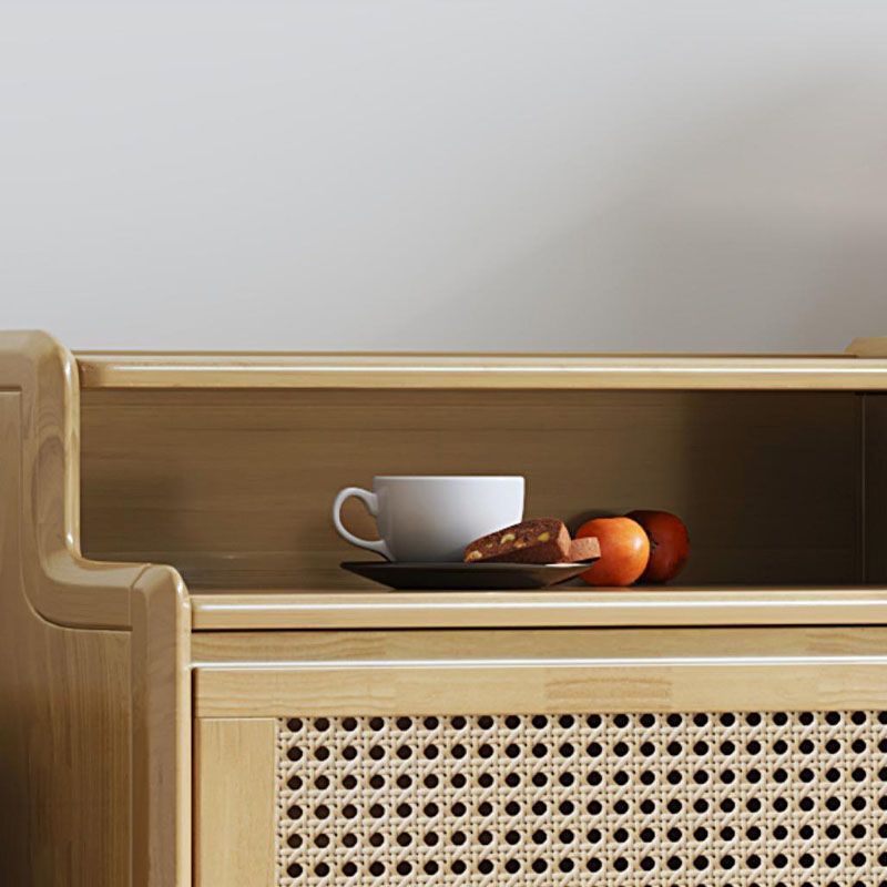 25.6" W Rattan Accent Chest in Rubberwood with Storage Drawers