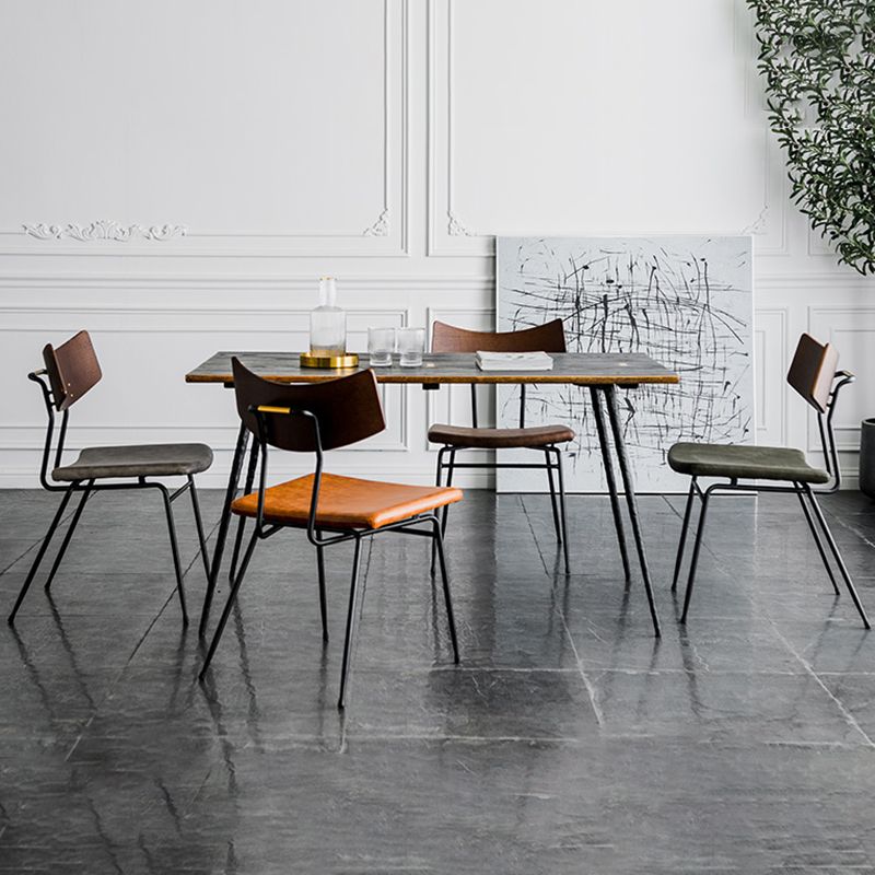 Chaises de salle à manger style contemporain Chaise sans accoudoirs à dossier ouvert avec pieds en métal