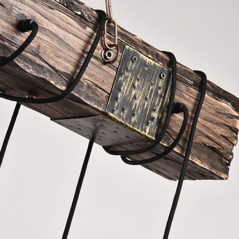 Industrial Bulb Pendant Island Lighting Wood Multiple-Light Island Pendant Lights