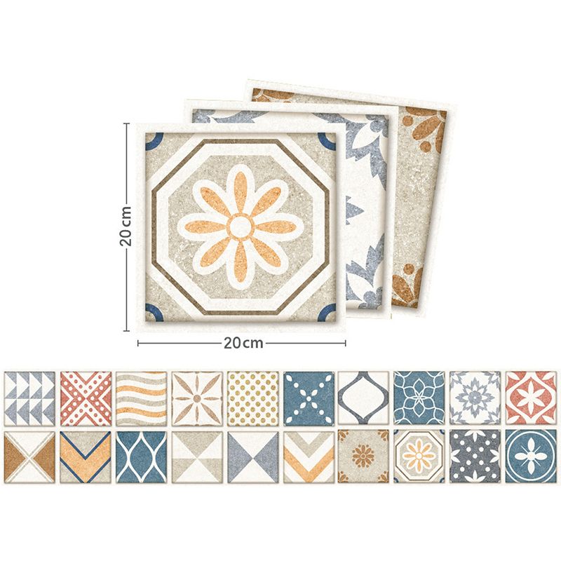 Yellow-Blue Bohemian Tiles Wallpapers Peel and Paste Modern Kitchen Wall Decor, 20 Pieces