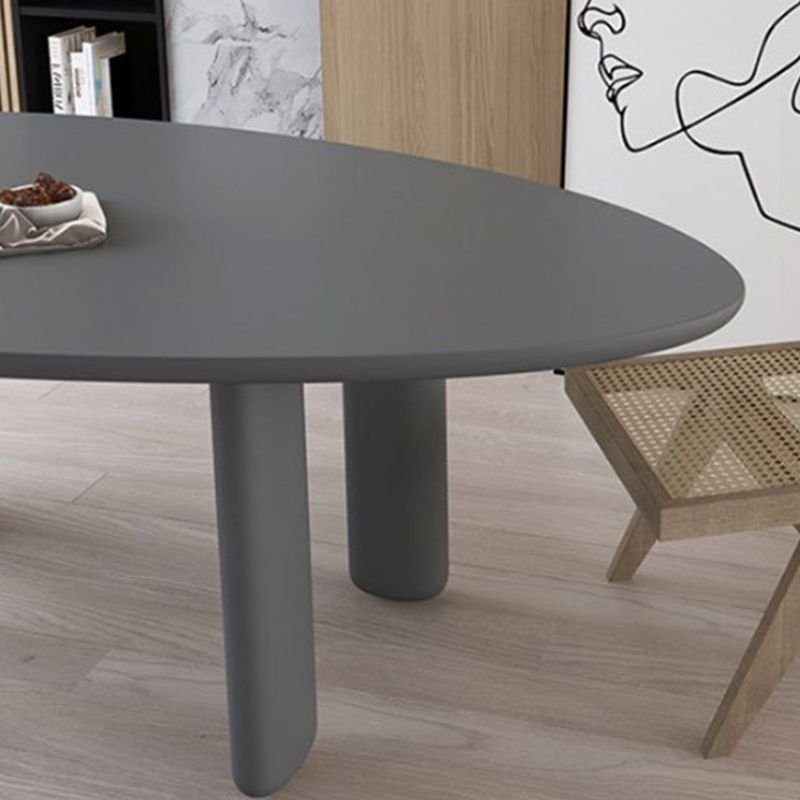 Nordic Simple Solid Wood Table for Restaurant Oval Table with Three Pedestal