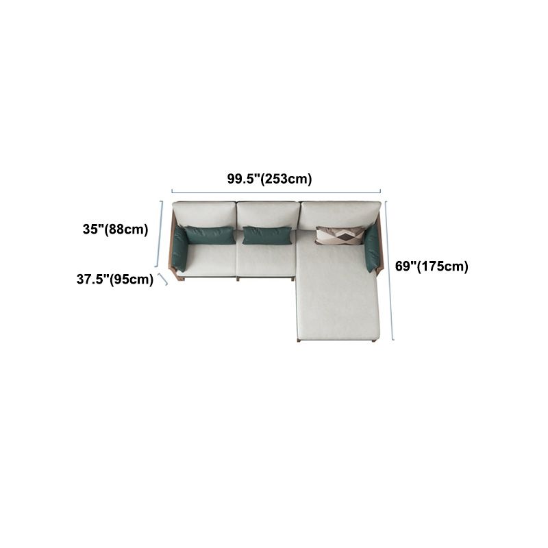 Contemporary Stationary Linen Square Arm Cushion Back Sofa & Chaise
