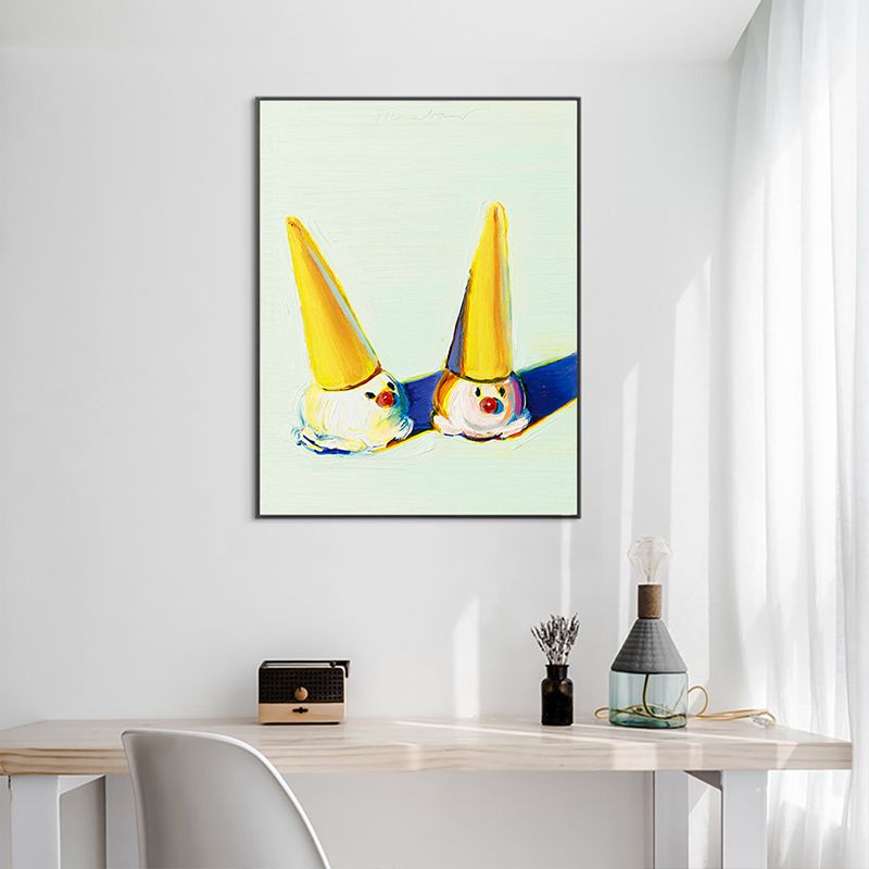 Ice Cream Painting Yellow Canvas Materials Wall Art Print Textured, Multiple Sizes