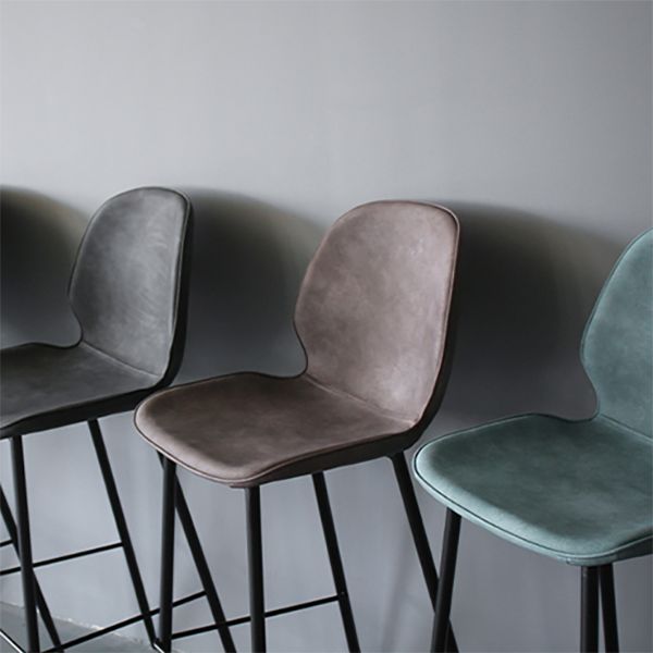 Bucket Footrest Counter Bar Stool Industrial PU Upholstery Low Back Indoor Counter Stool