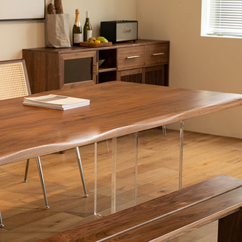 Modern Style Rectangle Solid Wood Dining Table with Double Pedestal