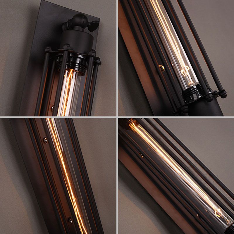 Metal Industrial Wall Sconce Cylinder Shape Wall Light for Courtyard