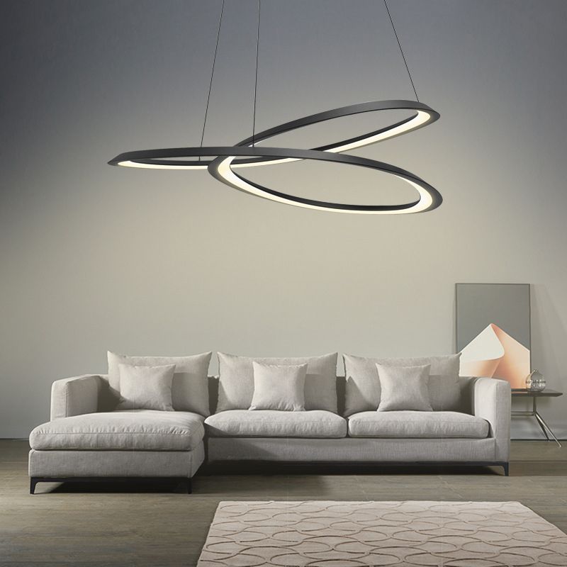 Modern LED Pendant Light Fixture Twisted Suspended Lighting Fixture with Acrylic Shade