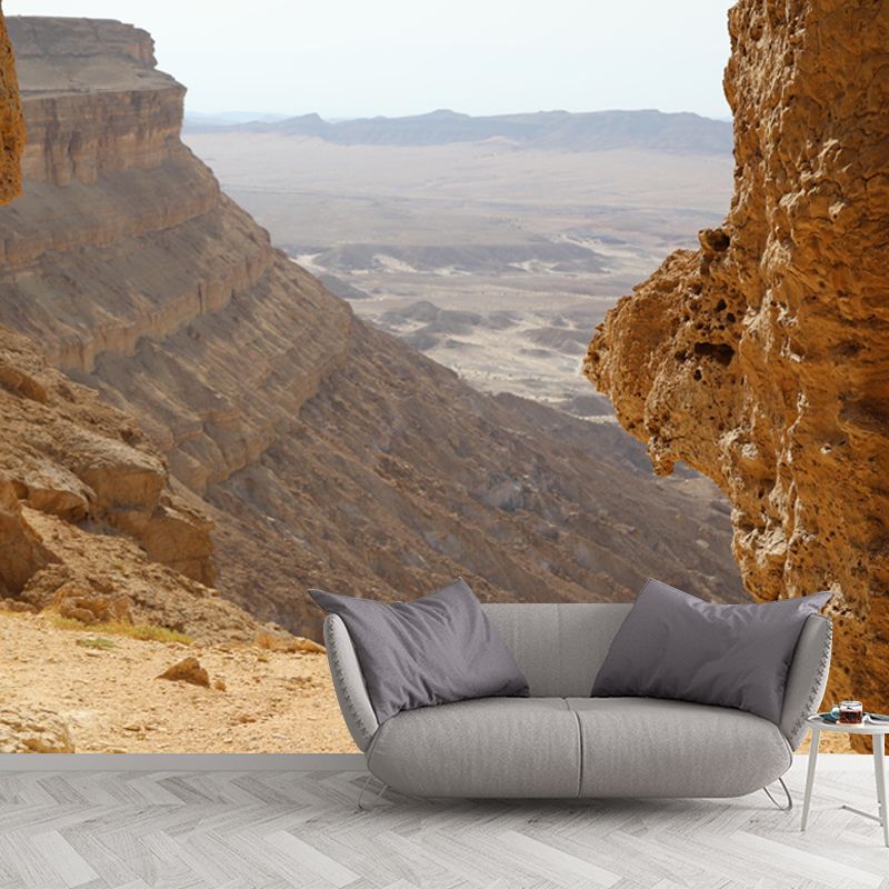 Barren Desert Landscapes Mural Mildew Resistant Wallpaper for Reading Room
