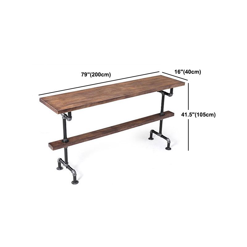 Rectangle Pine Wood Top Bar Table Industrial Bar Table with Trestle Base