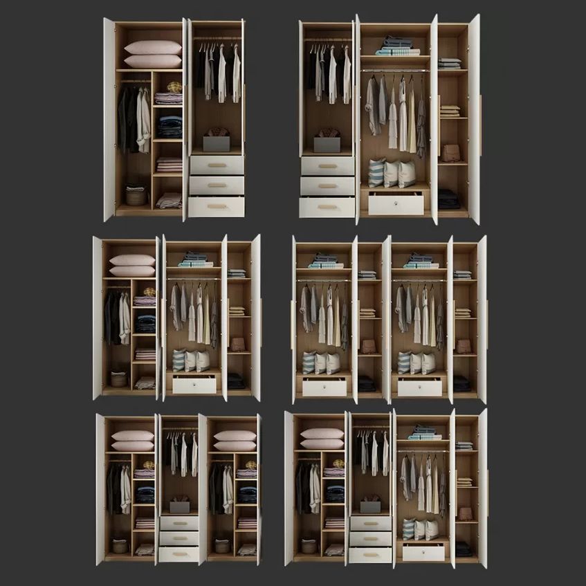 Modern Style Home Wardrobe Armoire Solid Wood and Engineered Wood Wardrobe Cabinet