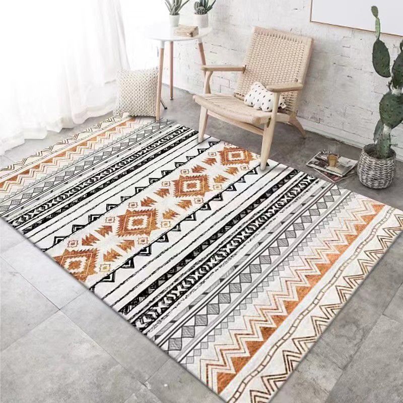 Beige Morocco Rug Polyester Graphic Rug Stain Resistant Rug for Living Room