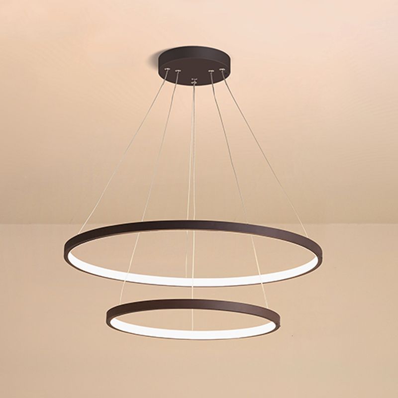 Metal Round Flush Ceiling Light Modern Multi Lights Flush Mount Lighting Fixture in Brown