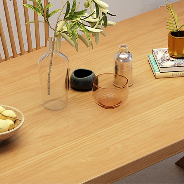 Industrial Dinner Table Rectangle Solid Wood Dinette Table in Brown