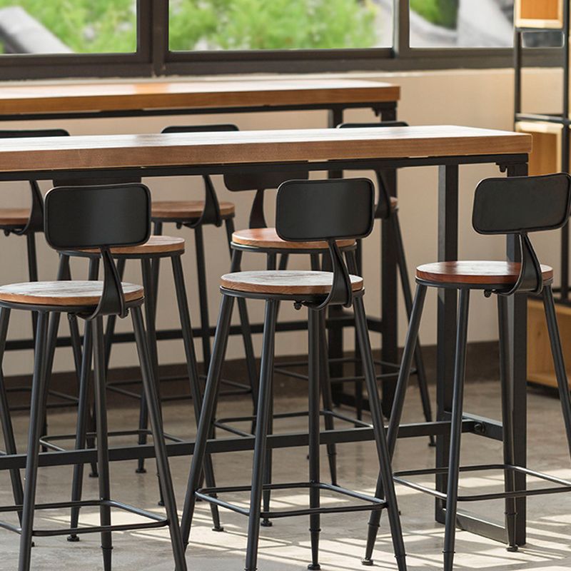 Industrial Bar Dining Table Pine Wood Bar Dining Table with Trestle Base in Black