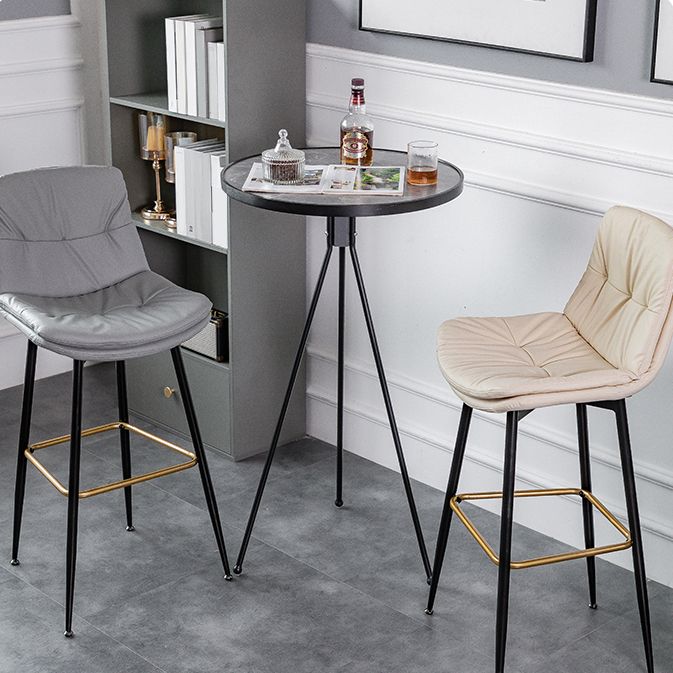 Modern Round Bar Table Artificial Wood Table Metal Base for Balcony