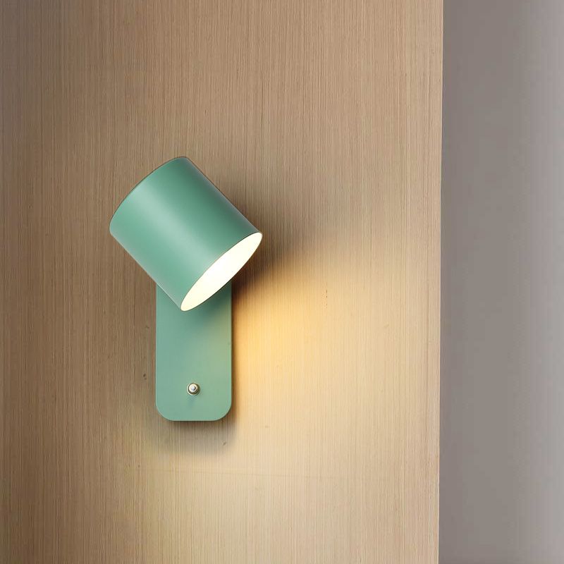 Nordic Style Colorful Wall Light Cylinder Shape Adjustable Wall Lamp for Bedroom
