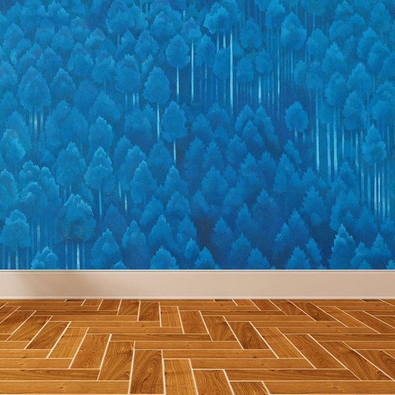 Huge Forest Wall Mural for Bedroom Floral Print Wall Art in Blue, Moisture Resistant