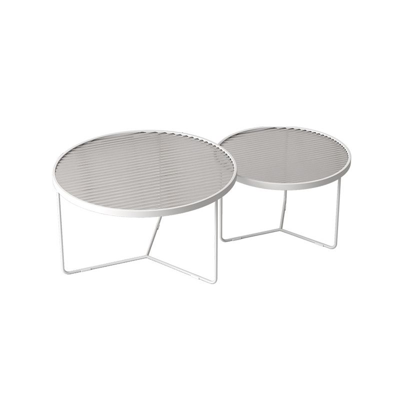 Modern Round Coffee Table Glass Top Nesting Coffee Table Set