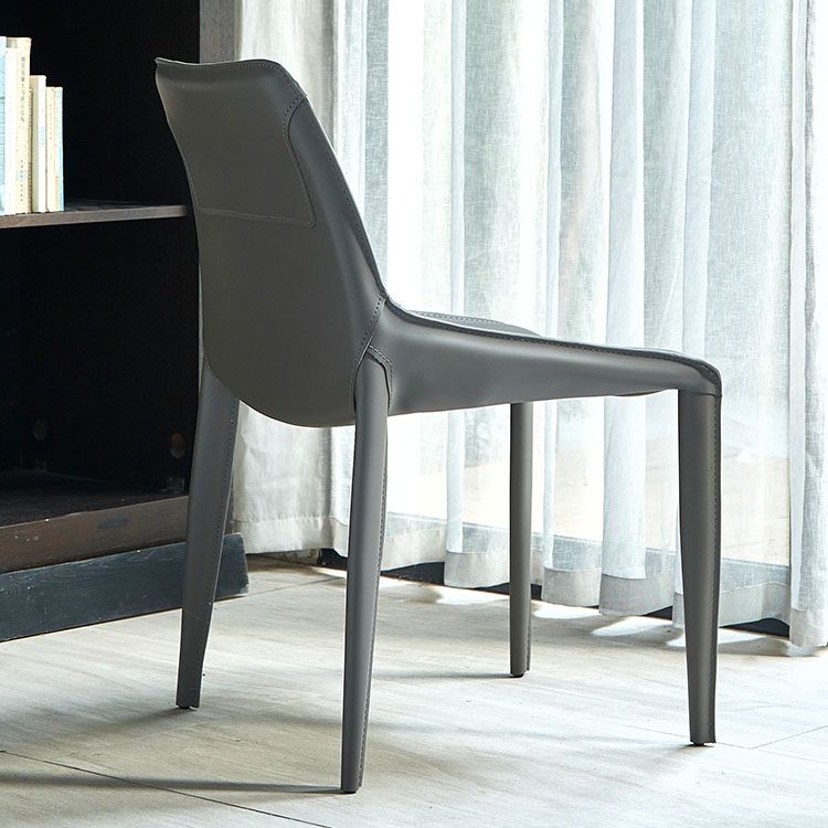 Silla de comedor de cuero moderna para interiores y exteriores, silla con respaldo sólido sin brazos