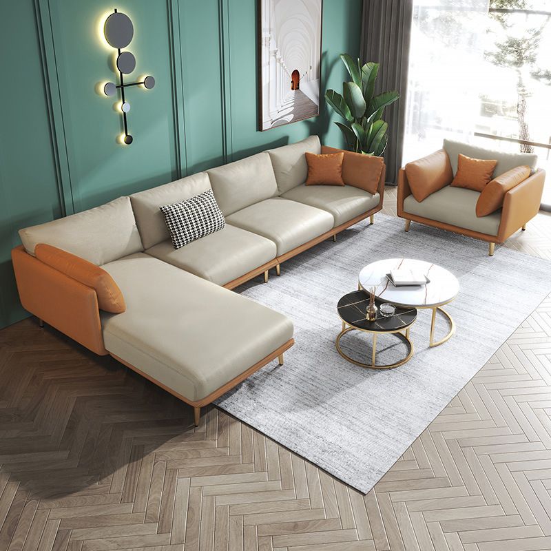 34.25 " H Faux Leather Square Arm Sofa & Chaise for Living Room