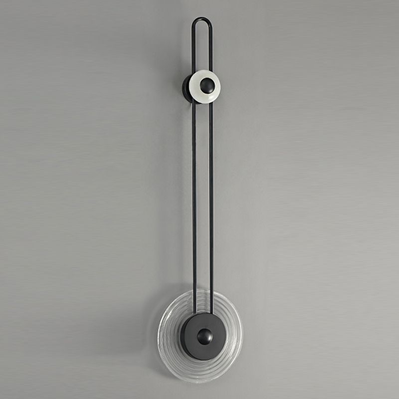 Lámpara de luz de matrícula redonda moderna de 1 luz con sombra de hierba transparente