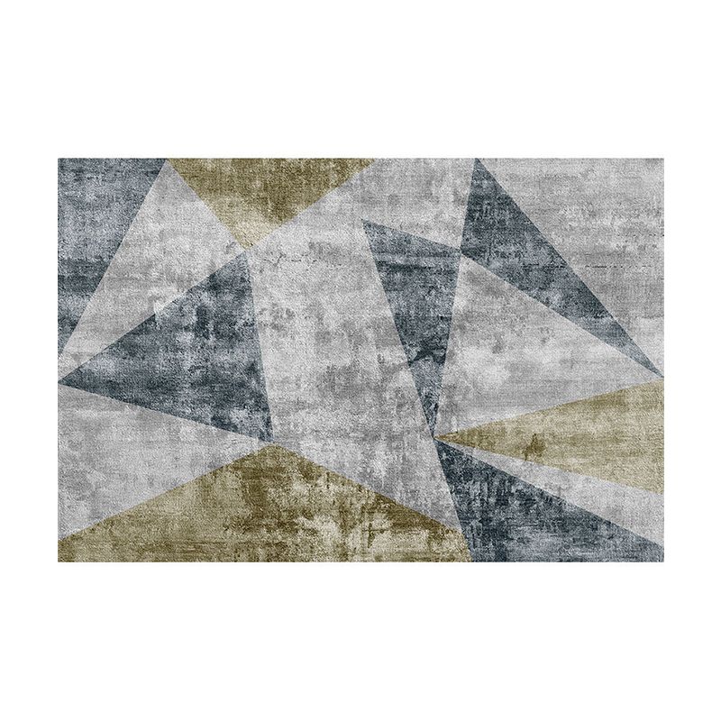 Industrial Style Rug Gray Indoor Rug Polyester Carpet with Non-Slip Backing