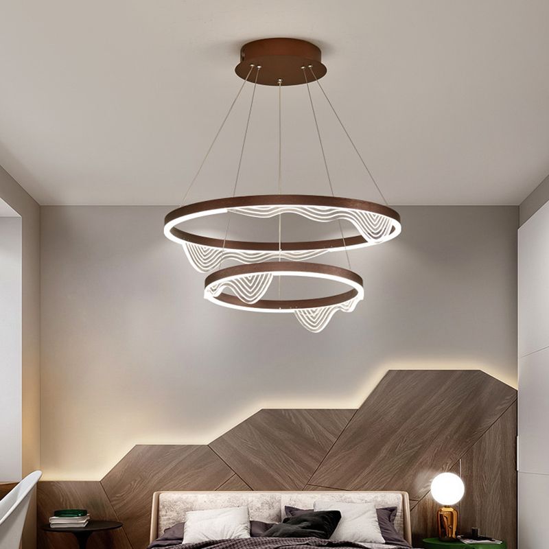 Candelier de niveles acrílicos Elegante LED Minimalista Luz colgante de lámpara para sala de estar