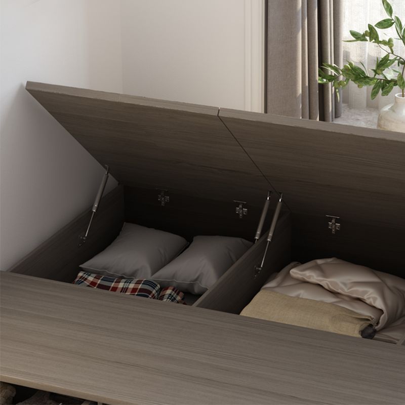 White and Brown Finish Platform Bed Lift Up Storage Platform Bed Frame