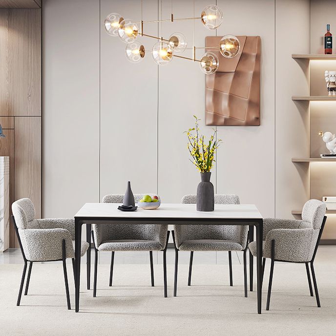 Kitchen Dining Arm Chair Contemporary Dining Chair with Black Metal Legs