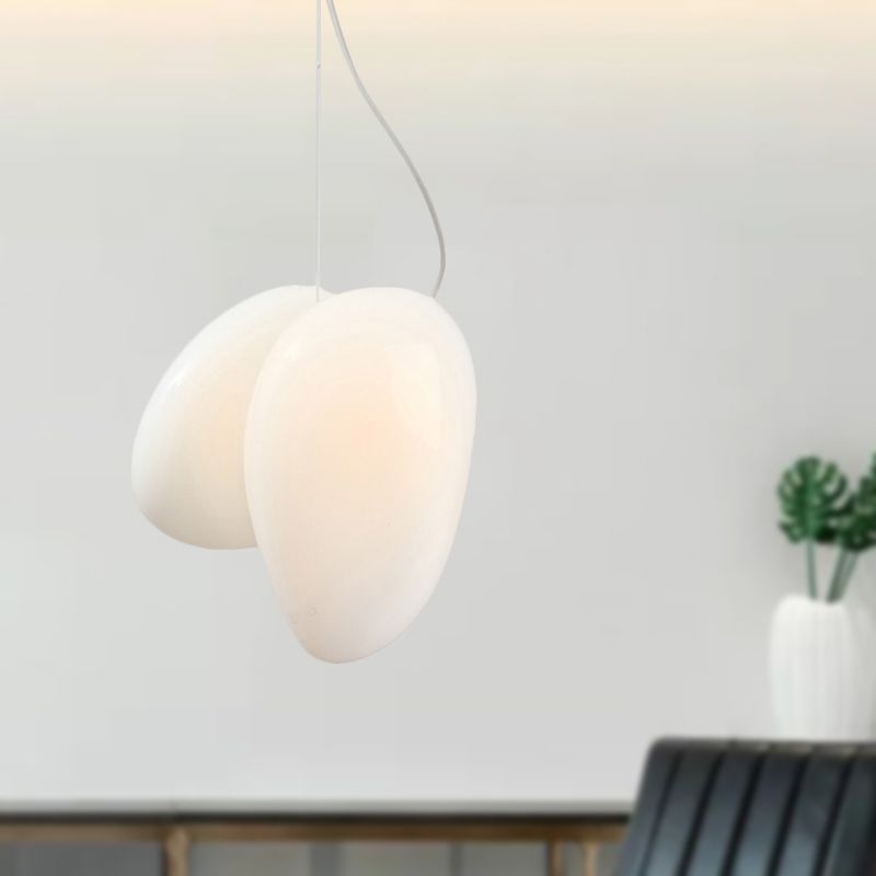 Lámpara colgante apilada de vidrio blanco contemporáneo 1 cabezal que colgaba la luz del techo para el comedor