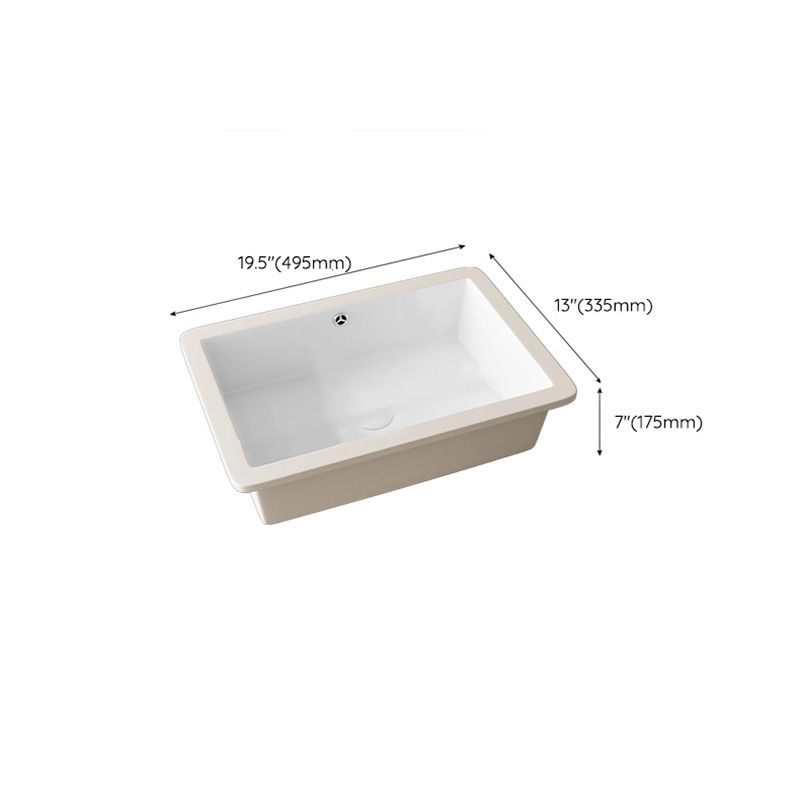 Modern Undermount Vanity Sink Porcelain with Faucet and Overflow Basin Sink