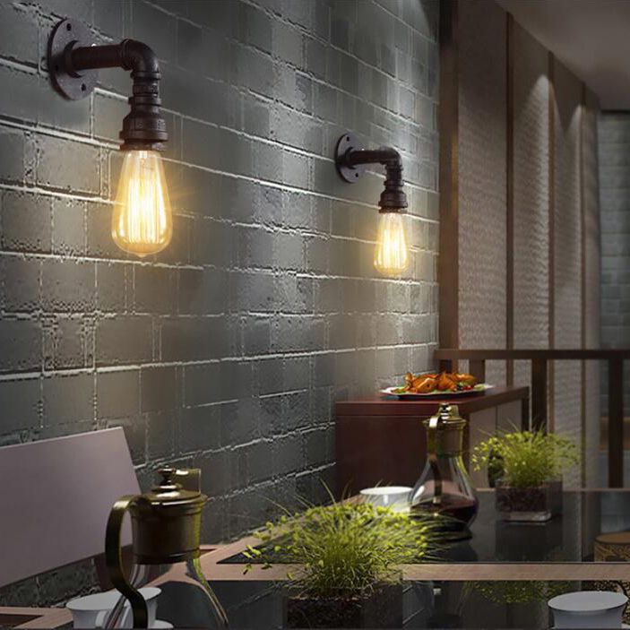 Pipa dell'acqua ombra illuminazione a parete metallica in stile industriale 1 lampada montata a parete