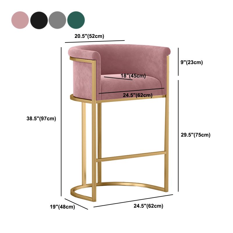 Glam Fabric Counter Stool Luxury Furniture with Gold Legs in Matte Finish for Indoor