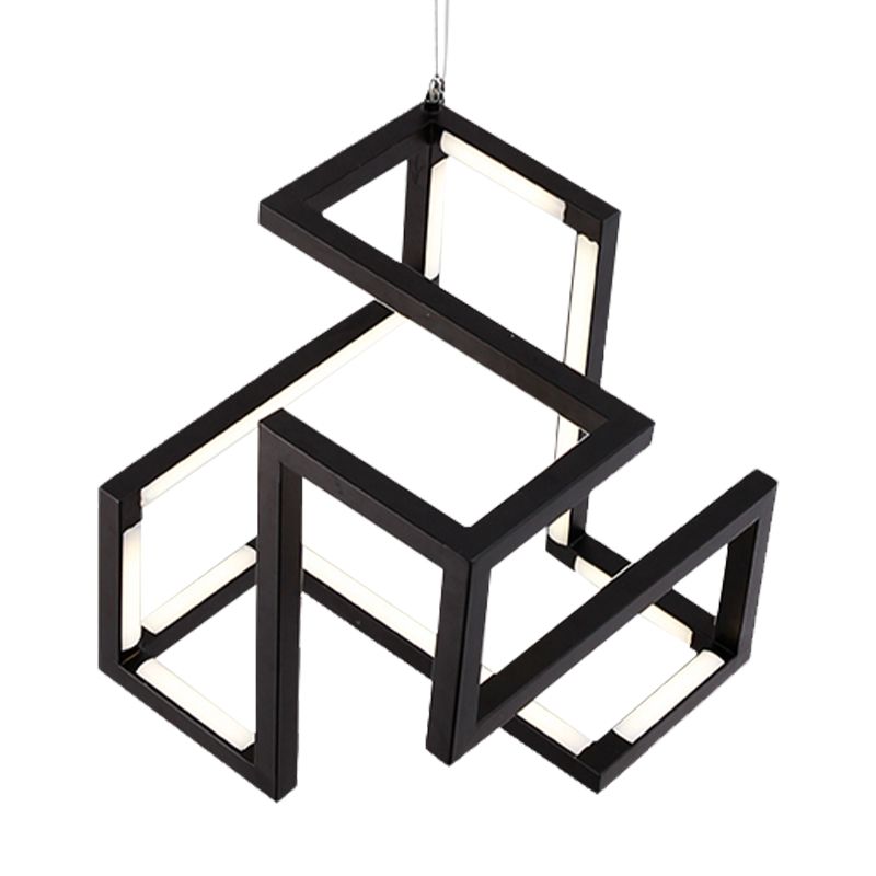 Black/White Geometric Hanging Light Nordic Stylish LED Metallic Pendant Chandelier Light for Bedroom