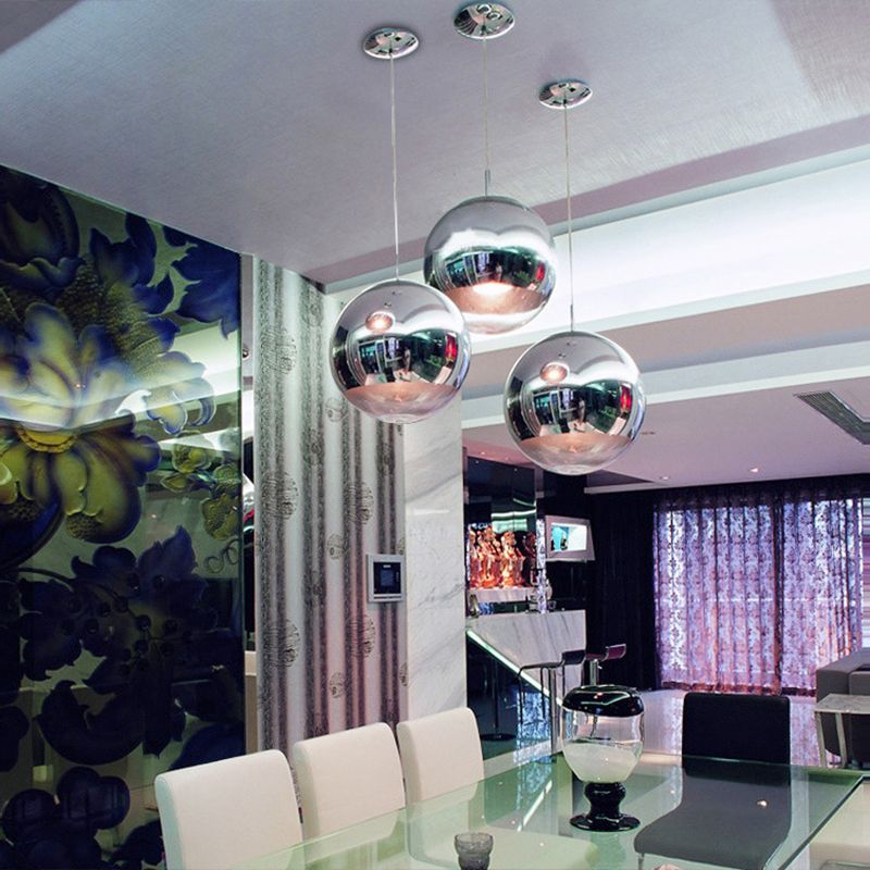 Moderner Glasglasanhänger Light Globe Platting Spiegelte hängende Licht für die Nachtstange