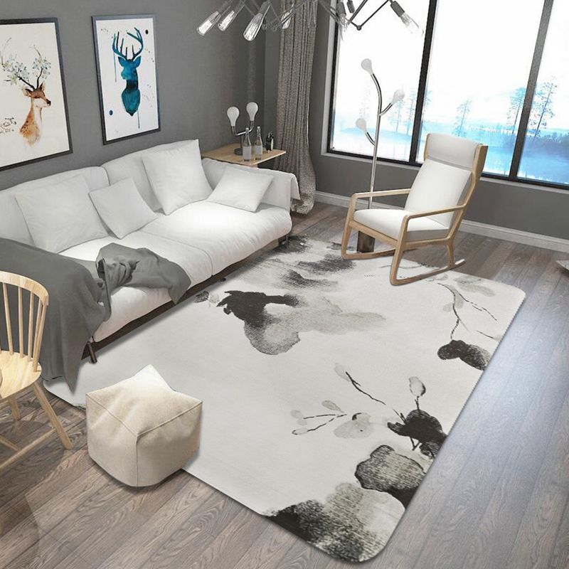 Tapis Oriental gris en Polyester à motif aquarelle, lavable en Machine, avec envers antidérapant, pour la décoration, respectueux des animaux de compagnie