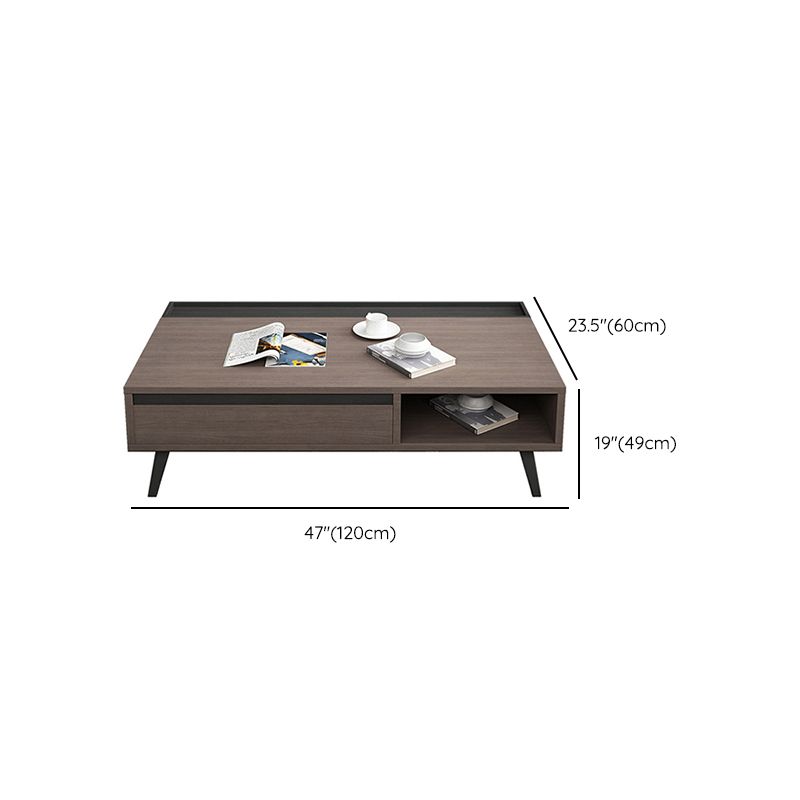 Modern 4 Legs Rectangle Cocktail Table in Wood with a Drawers